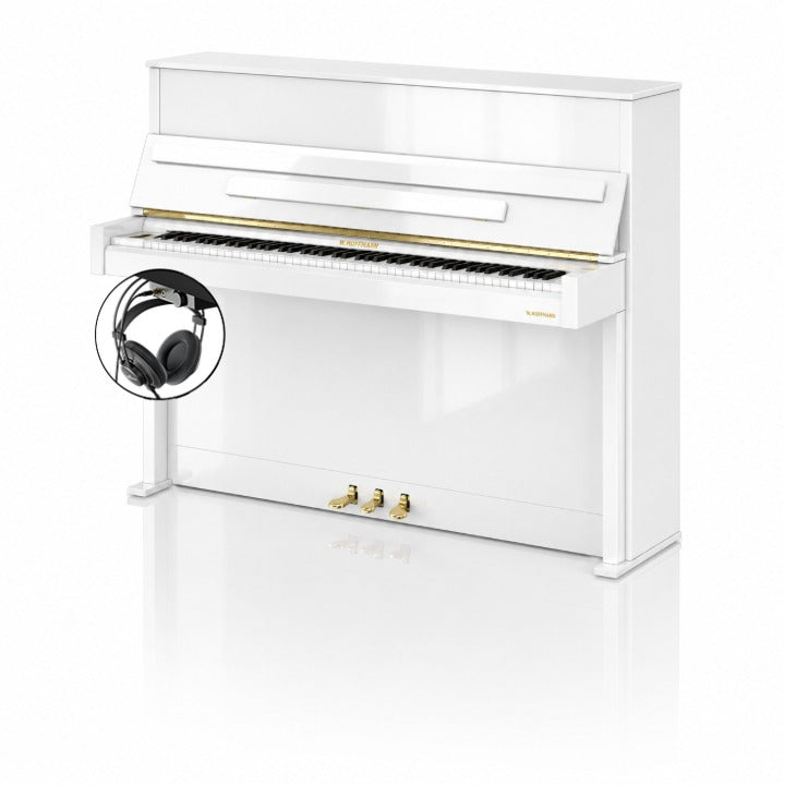 W. Hoffmann Vision V4 Upright Piano in Polished White with Vario Duet Silent System