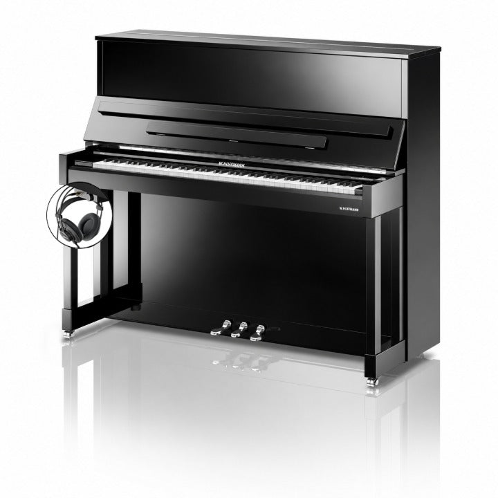 W. Hoffmann Vision V6 Upright Piano in Polished Ebony with Chrome Fittings with Vario Duet Silent System