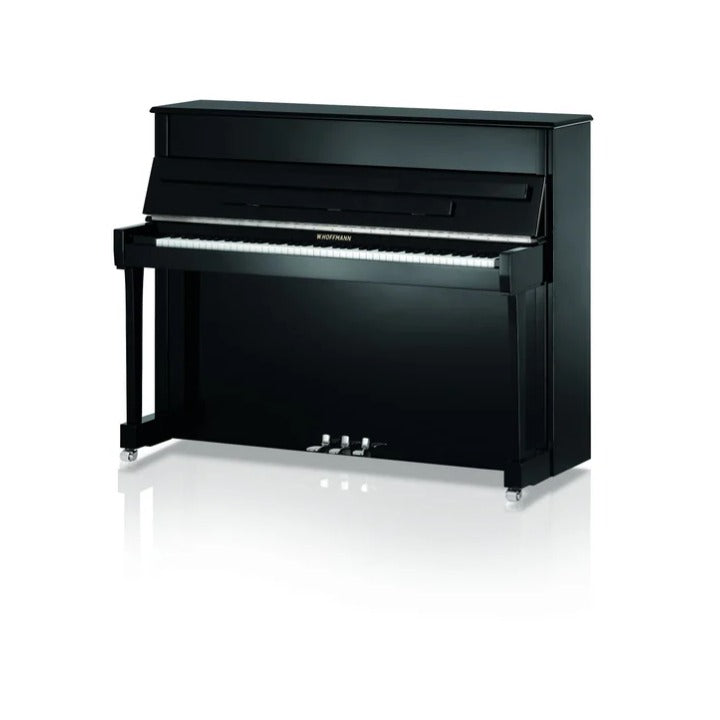 W. Hoffmann Tradition T122 Upright Piano in Polished Black with Chrome Fittings