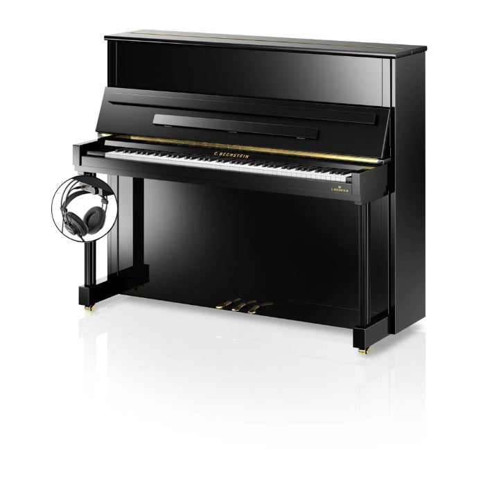 C. Bechstein Residence R6 Classic Upright Piano in Polished Ebony with Vario Duet Silent System