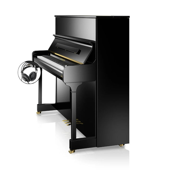 C. Bechstein Residence R6 Style Upright Piano in Polished Ebony with Vario Duet Silent System