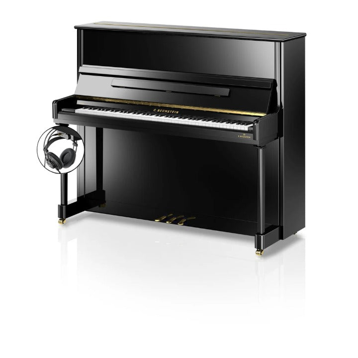 C. Bechstein Residence R6 Elegance Upright Piano in Polished Ebony with Vario Duet Silent System