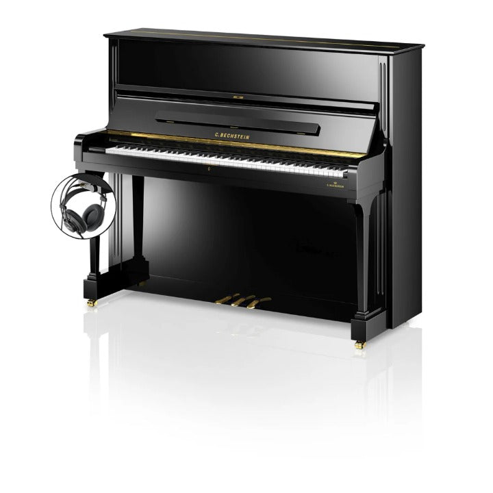 C. Bechstein Concert C6 Upright Piano in Polished Ebony with Vario Duet Silent System
