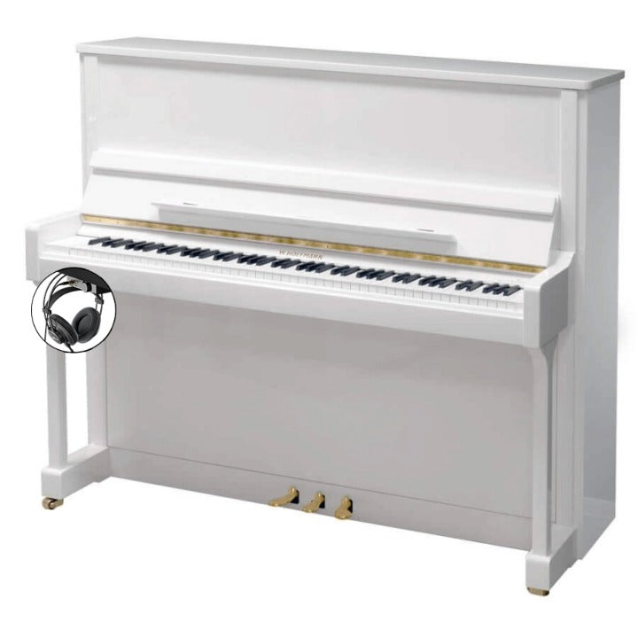 W. Hoffmann Tradition T122 Upright Piano in Polished White with Vario Duet Silent System