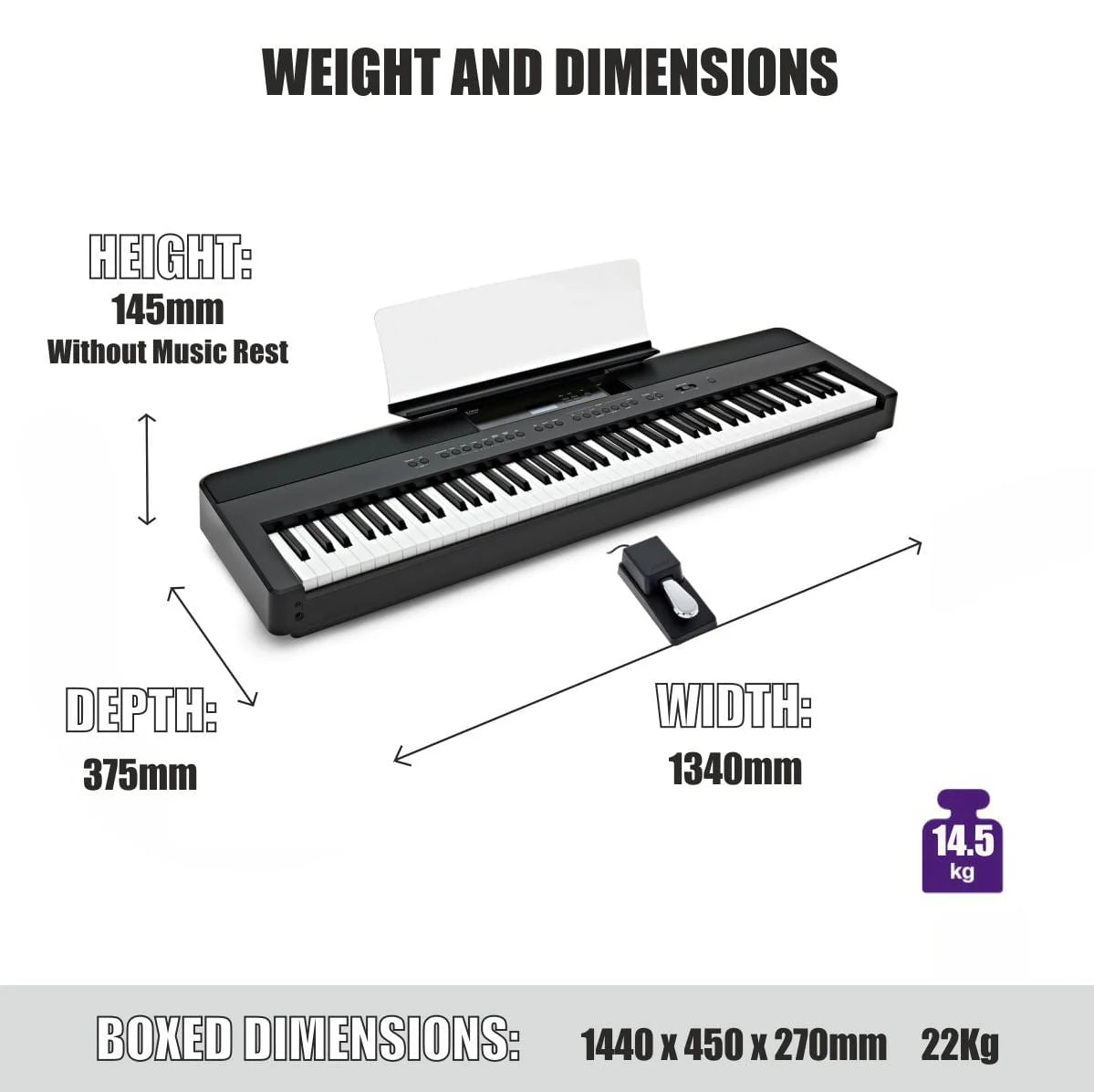 Kawai ES520 Portable Digital Piano; White Stand & Bench Bundle
