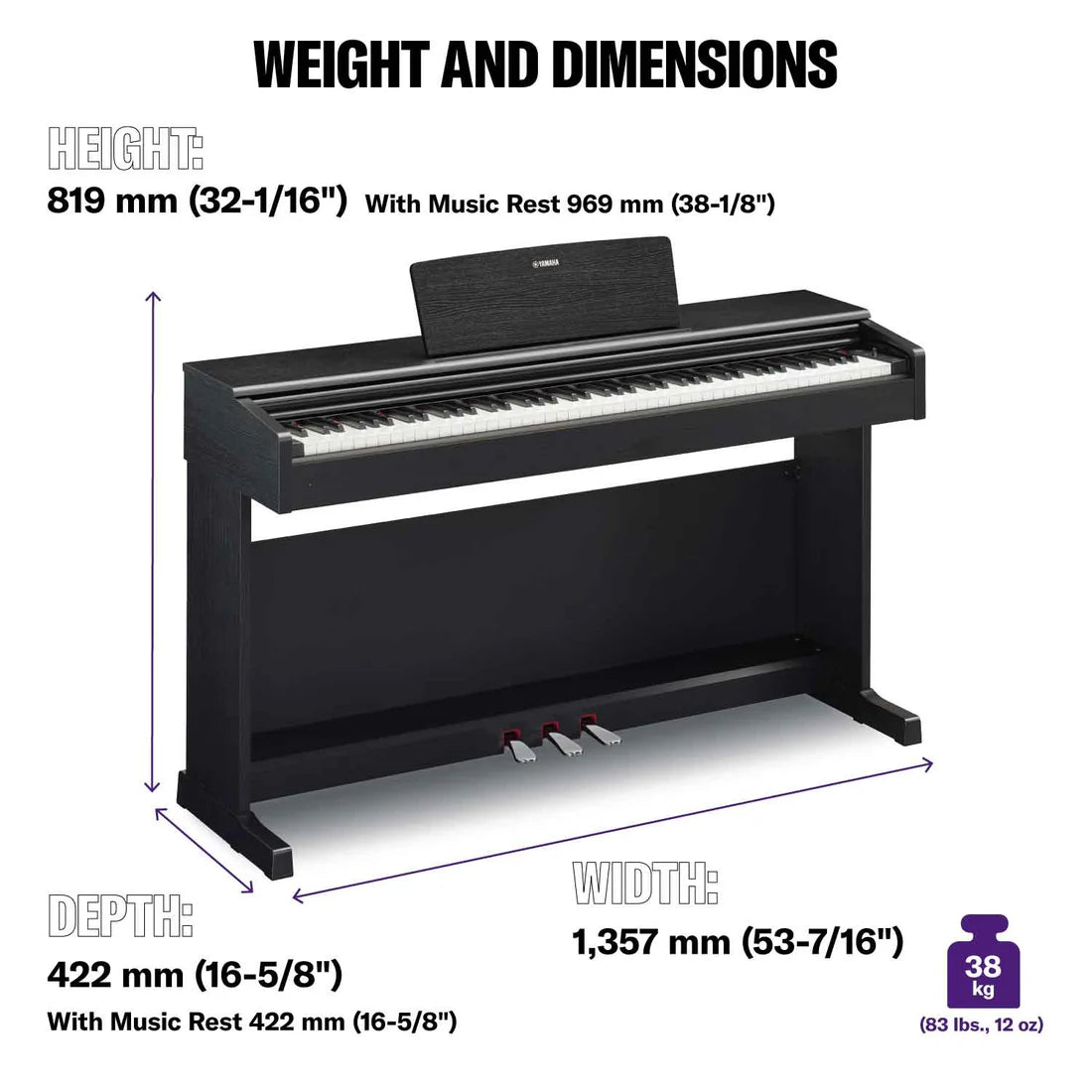 Yamaha YDP 145 Black Digital Piano; Serial No: BCFK01249; Ex Display Model; 3 Year Warranty