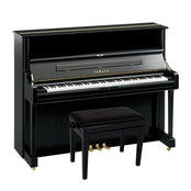 Yamaha YUS1 SH3 Silent Upright Piano; Polished Ebony