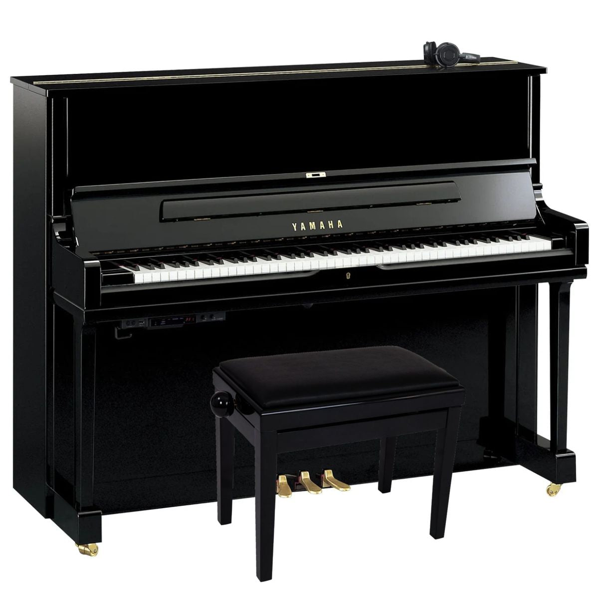 Yamaha YUS3 SH3 Silent Upright Piano; Polished Ebony
