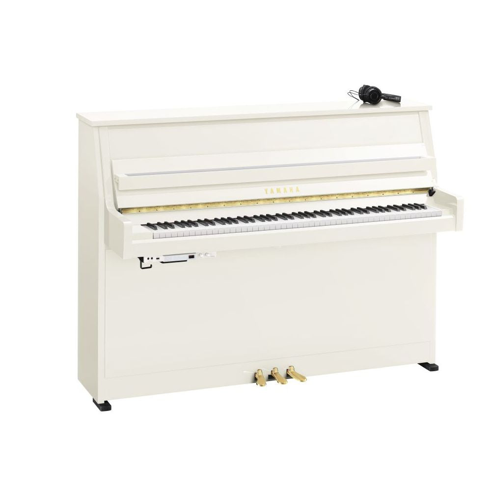 Yamaha B10 SC3 Silent Upright Piano; Polished White