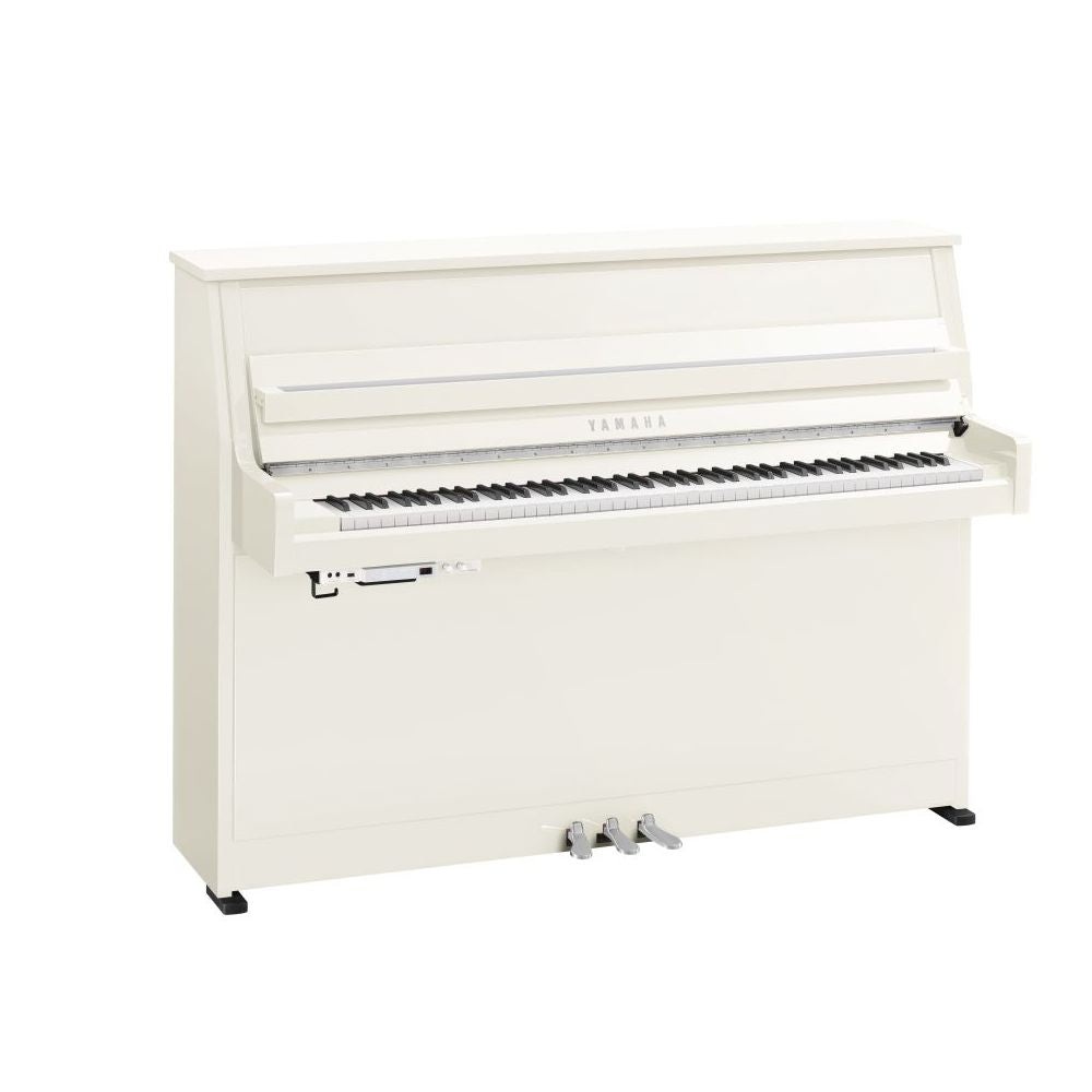 Yamaha B10 TC3 TransAcoustic Upright Piano; Polished White & Chrome Fittings