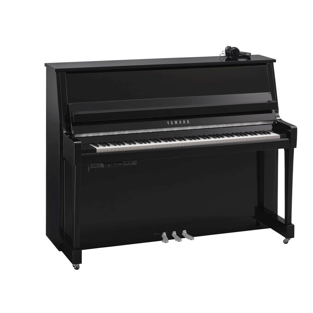 Yamaha B20 SC3 Silent Upright Piano; Polished Ebony & Chrome Fittings