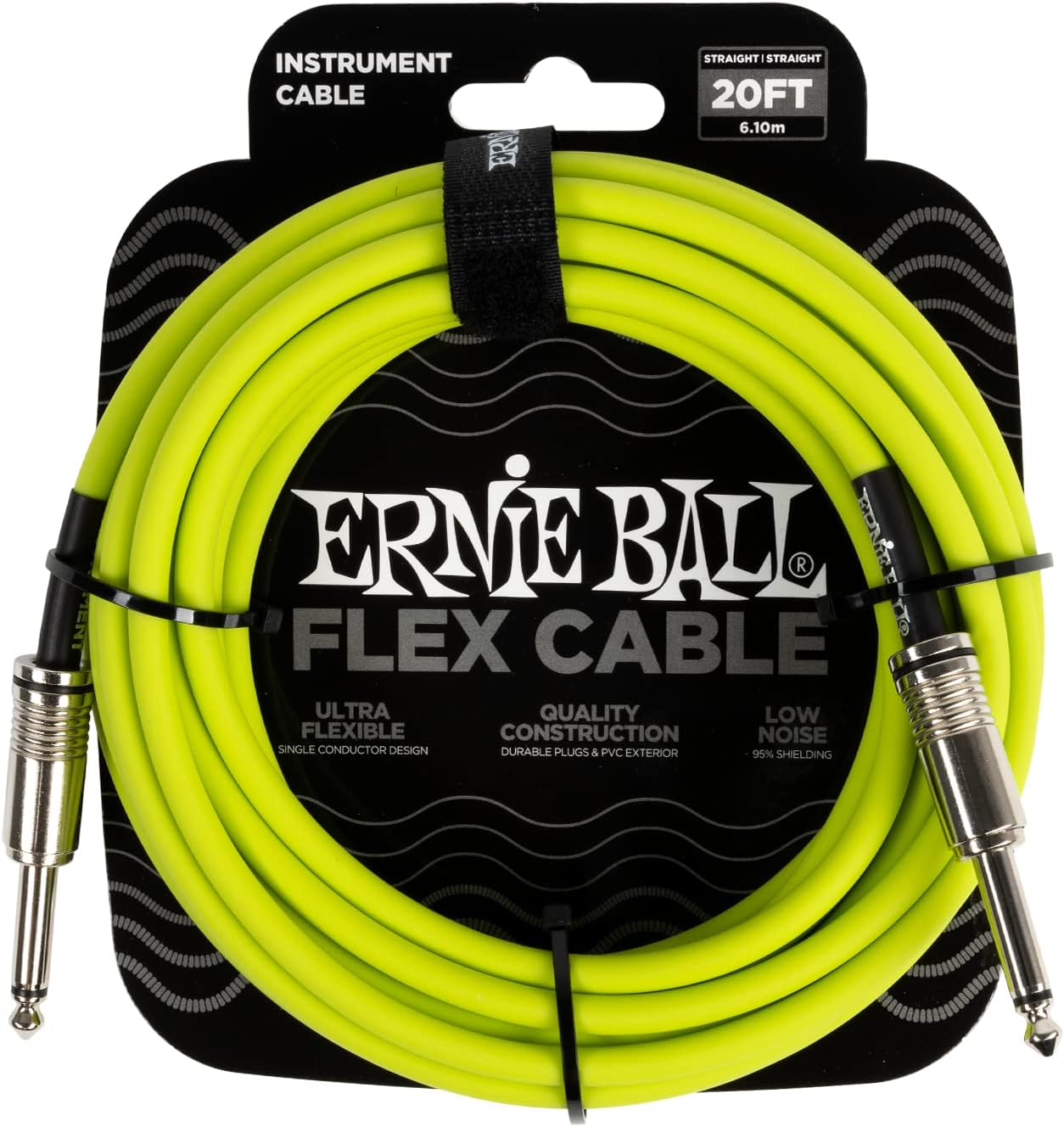 Ernie Ball Flex Instrument Cable; 20ft Green