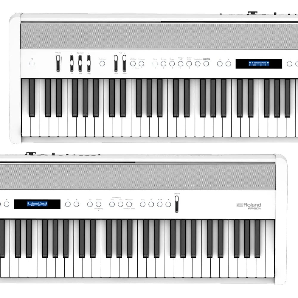 Roland FP60X Portable Digital Piano; White Stand & Bench Bundle