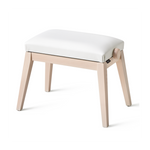HIDRAU Premium Rise & Fall Piano Stool; White Vinyl And Matching Wood Veneer Legs