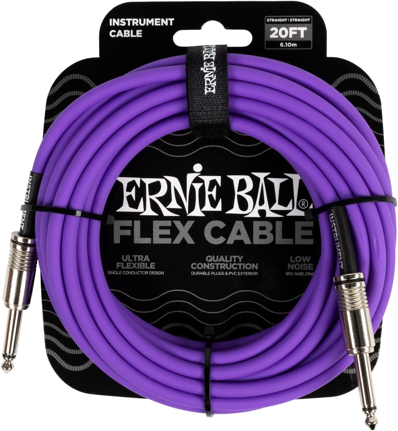 Ernie Ball Flex Instrument Cable; 20ft Purple