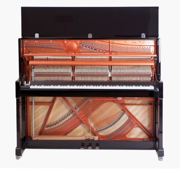 Feurich 125 Design Silent Upright Piano; Polished Black With Chrome Fittings