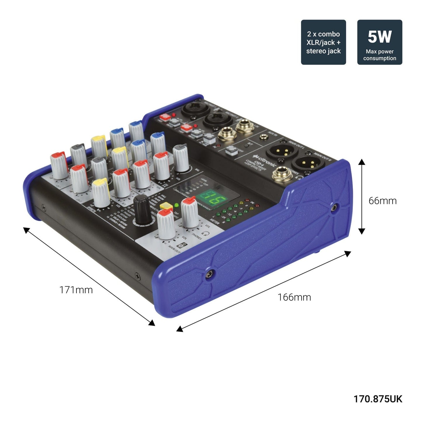 Citronic CSD-4 Compact Mixer with Bluetooth + DSP Effects