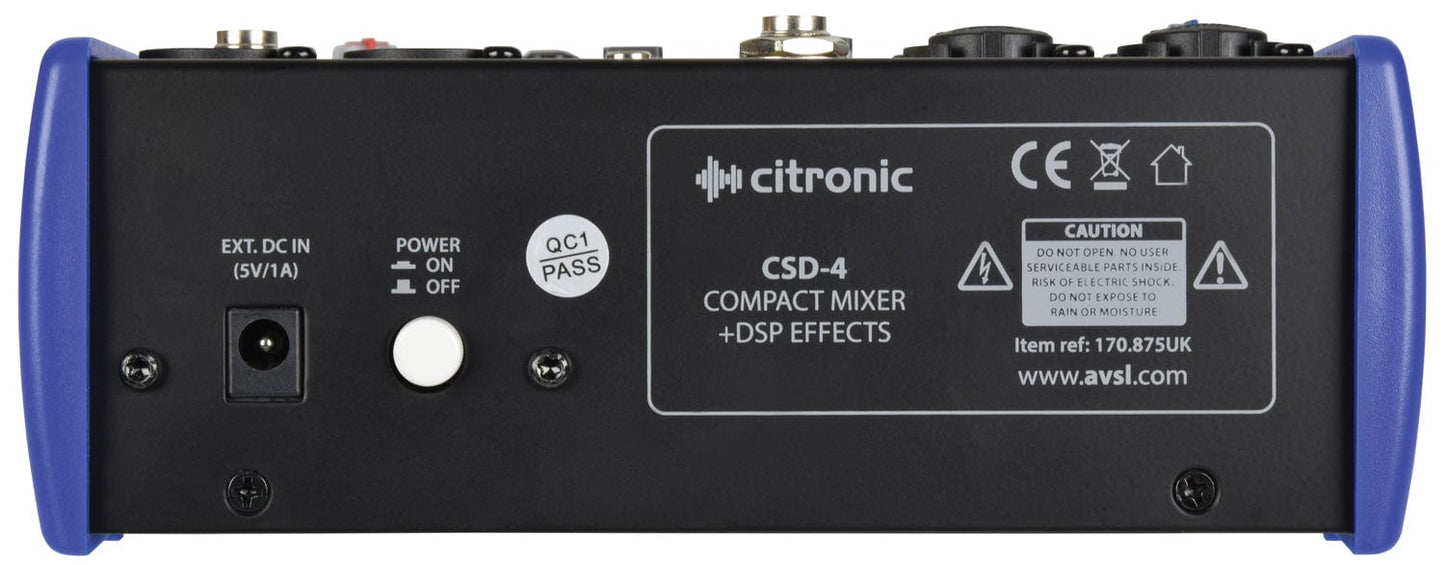 Citronic CSD-4 Compact Mixer with Bluetooth + DSP Effects