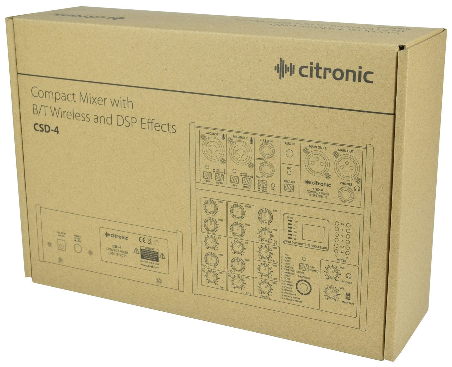 Citronic CSD-4 Compact Mixer with Bluetooth + DSP Effects