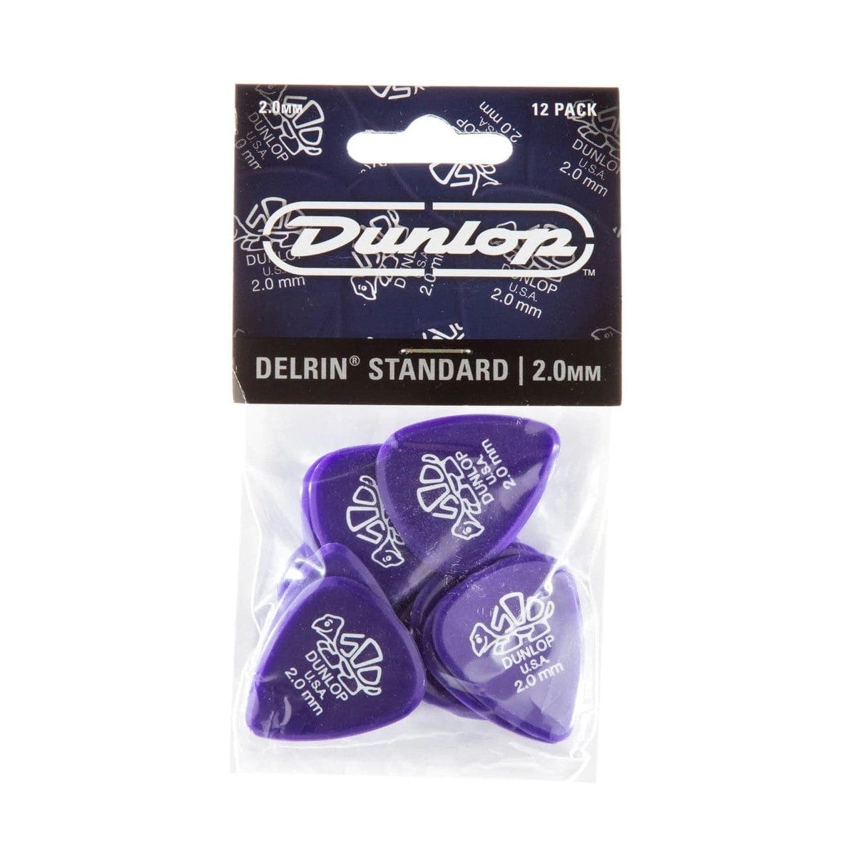 Jim Dunlop DELRIN 500 Plectrums 2.0MM PURPLE 12 Pack