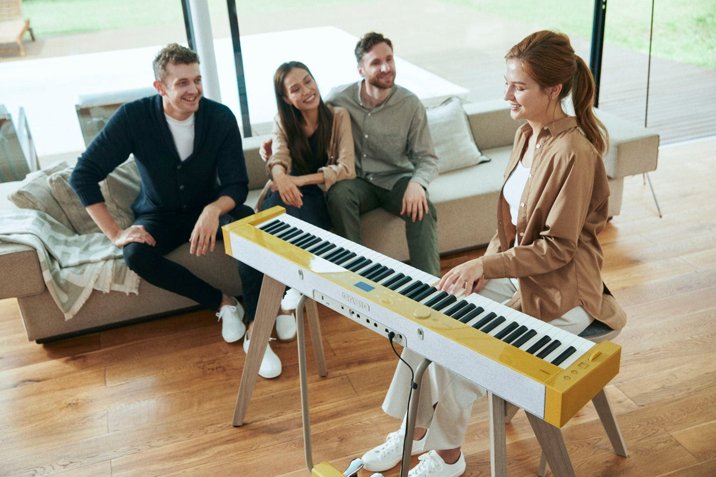 Casio Privia PX-S7000 Digital Piano with Wooden Keys; Harmonius Mustard