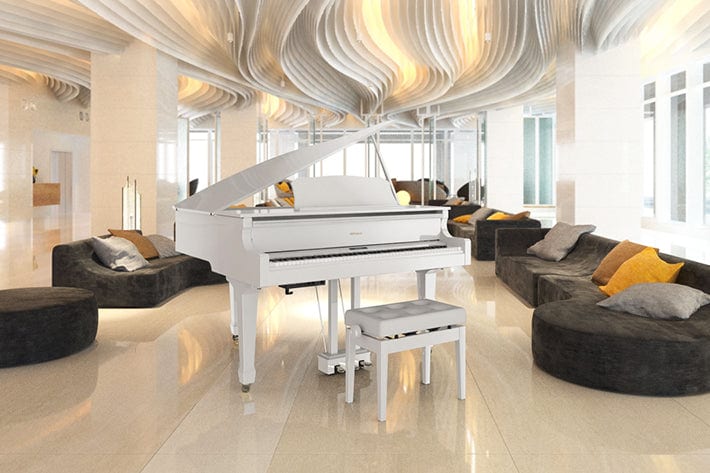 Roland GP9M Self-Playing Digital Grand Piano; Polished White Concert Package