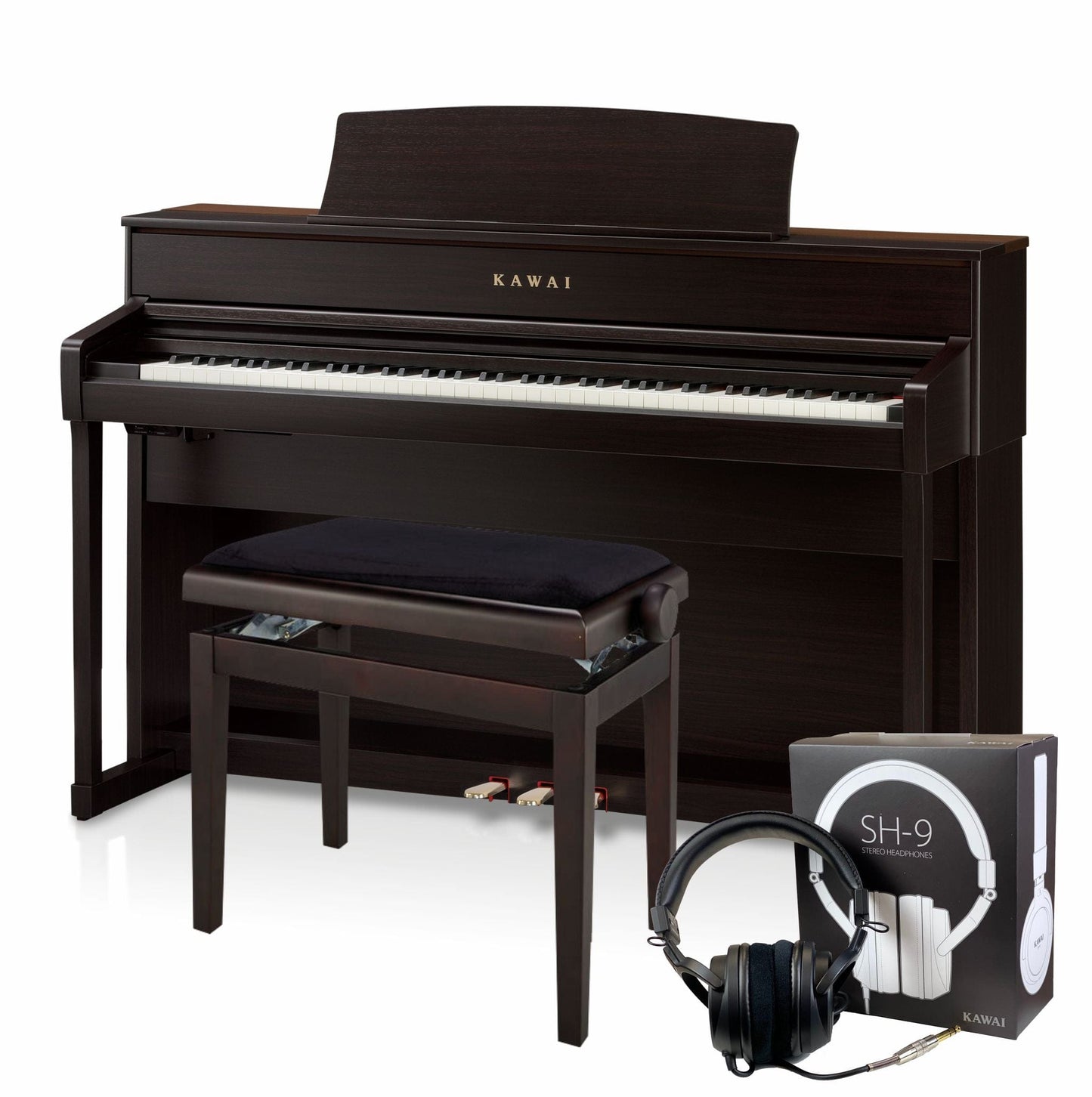 Kawai CA701 with Piano Stool & Kawai SH9 Headphones; Rosewood
