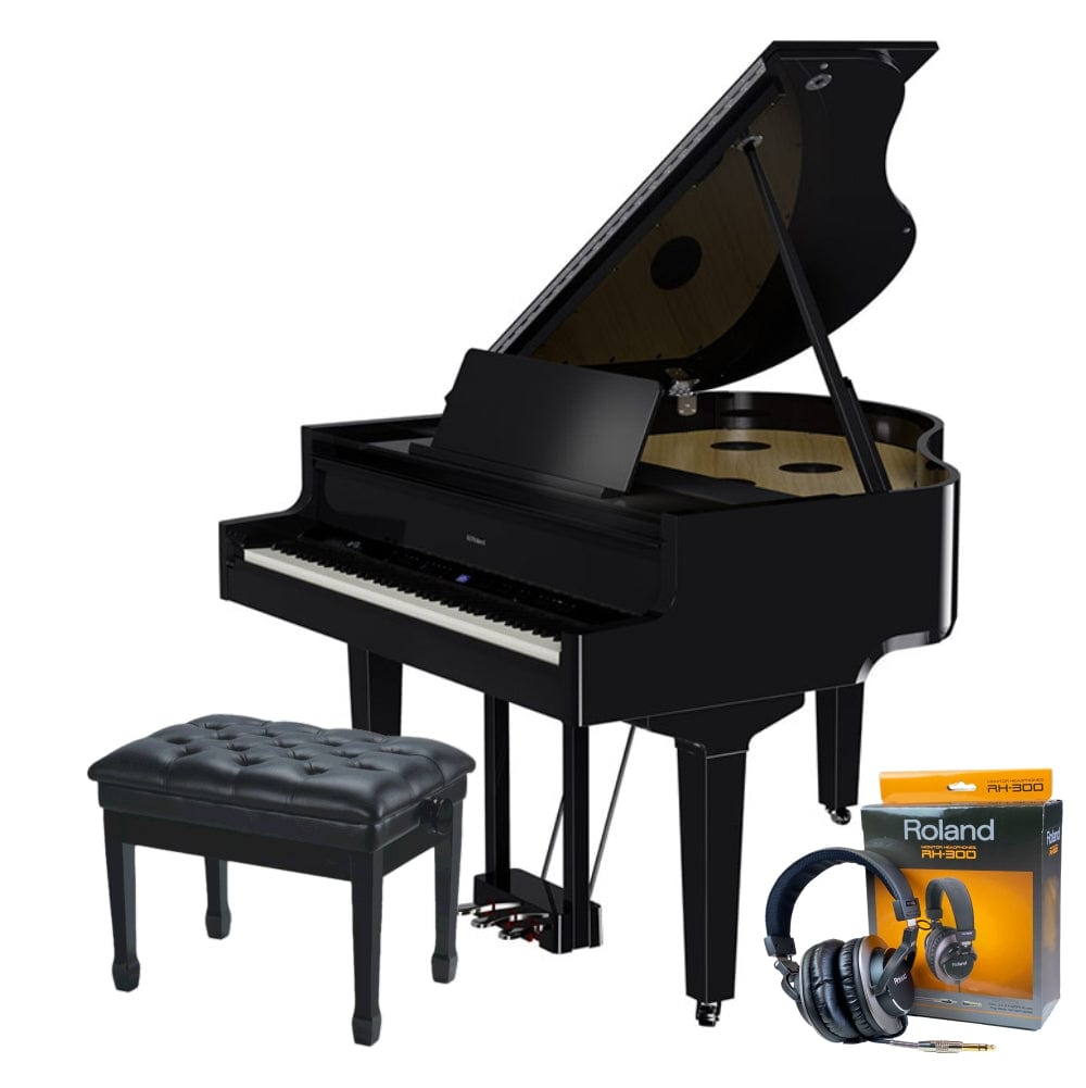 Roland GP9M Self-Playing Digital Grand Piano; Polished Ebony Concert Package