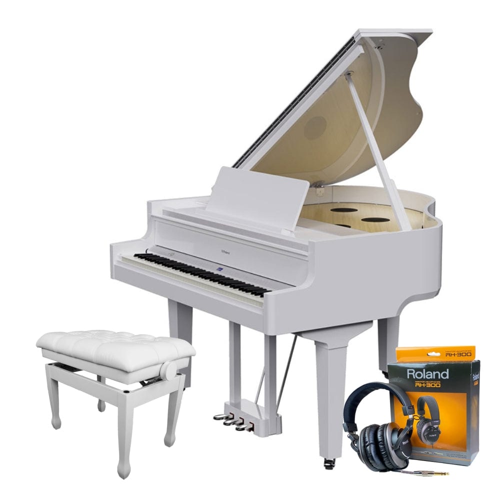 Roland GP9M Self-Playing Digital Grand Piano; Polished White Concert Package