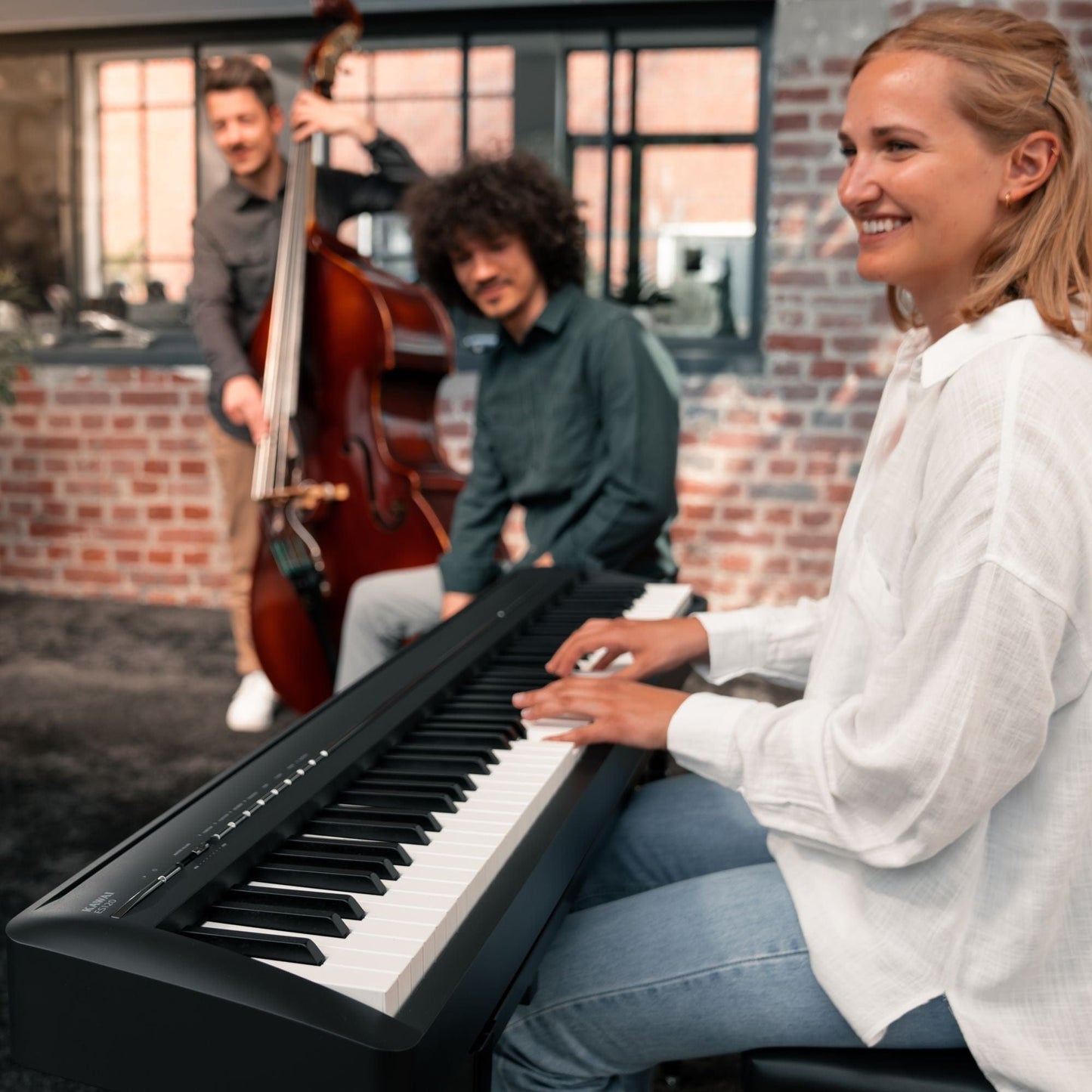 Kawai ES120 Digital Piano; White Home Package