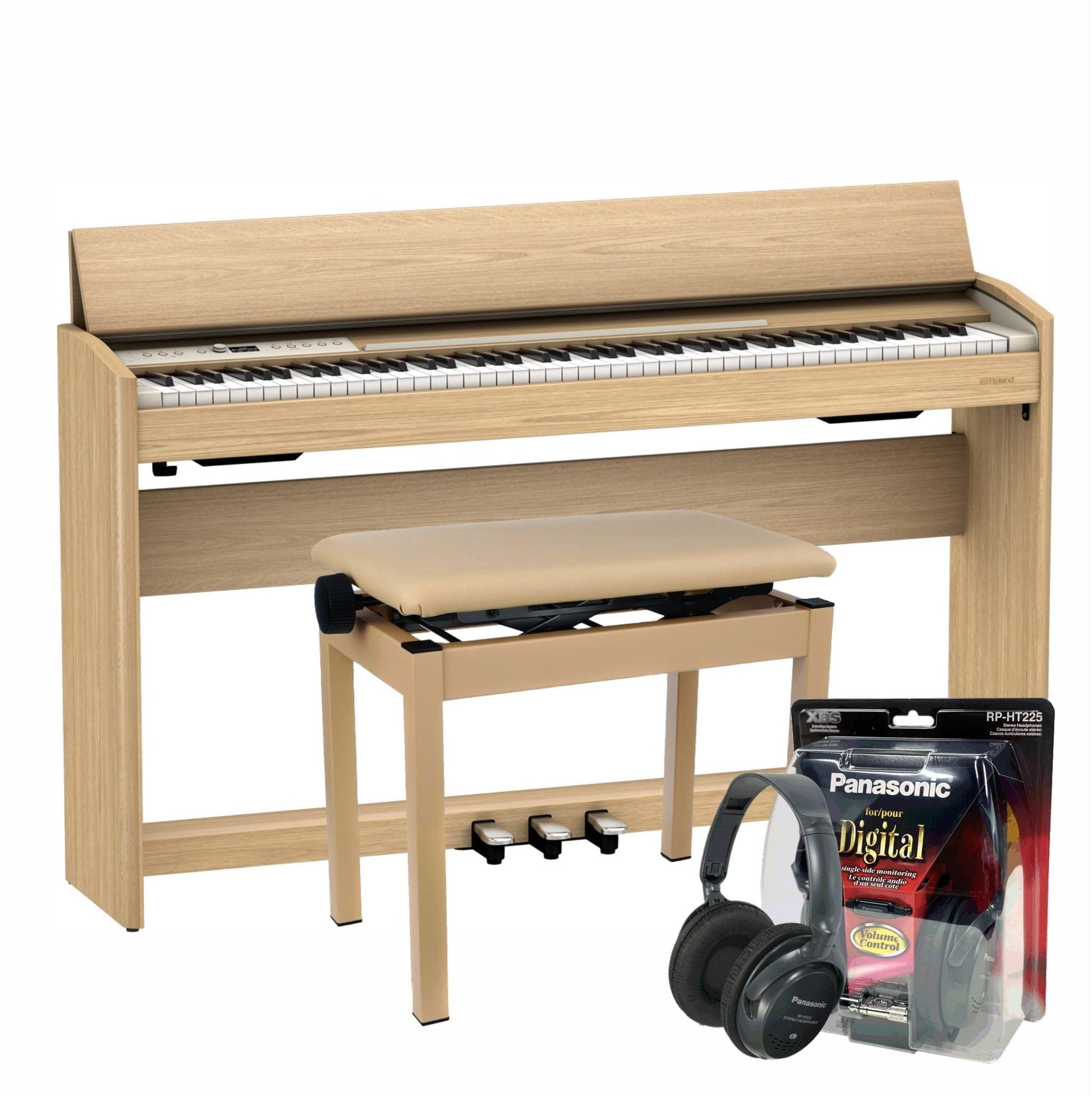 Roland F701 Light Oak Digital Piano Value Package