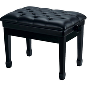 Nocturne Concert Adjustable Height Genuine Leather Button Top Piano Stool; Polished Black