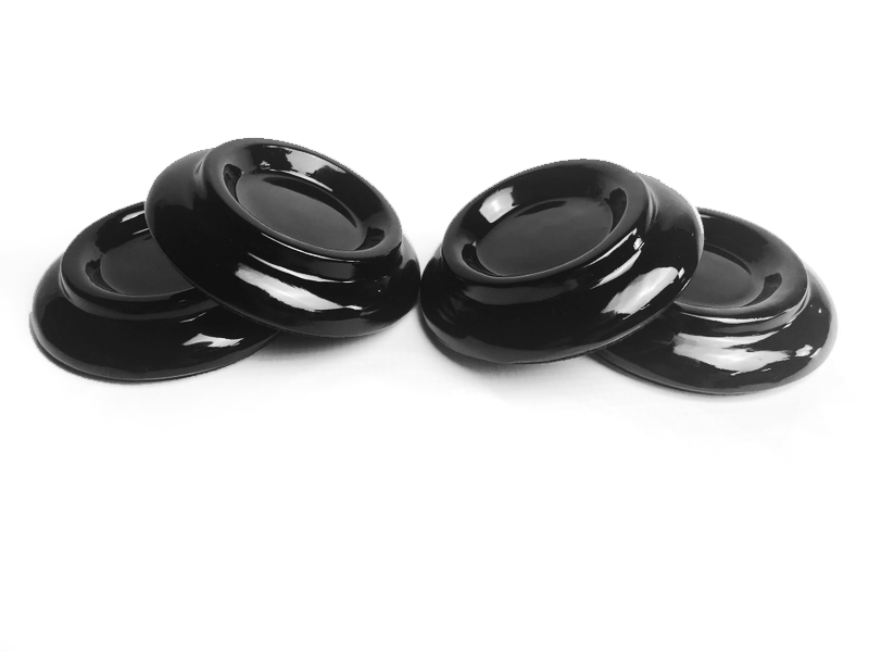 Nocturne Upright Piano Castor Cups; Black Wood Set Of 4