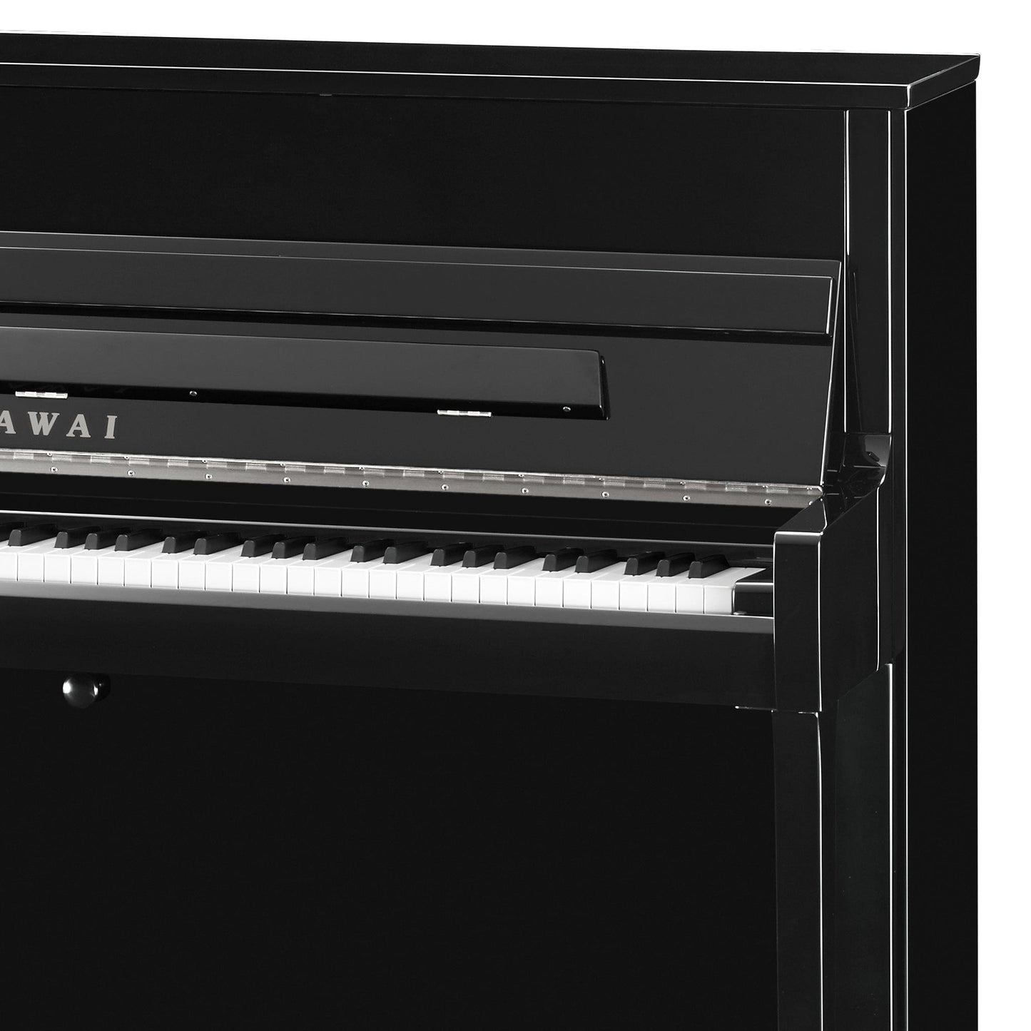 Kawai K200 Upright Piano; Polished Ebony & Silver Fittings