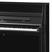 Kawai K200 Upright Piano; Polished Ebony & Silver Fittings