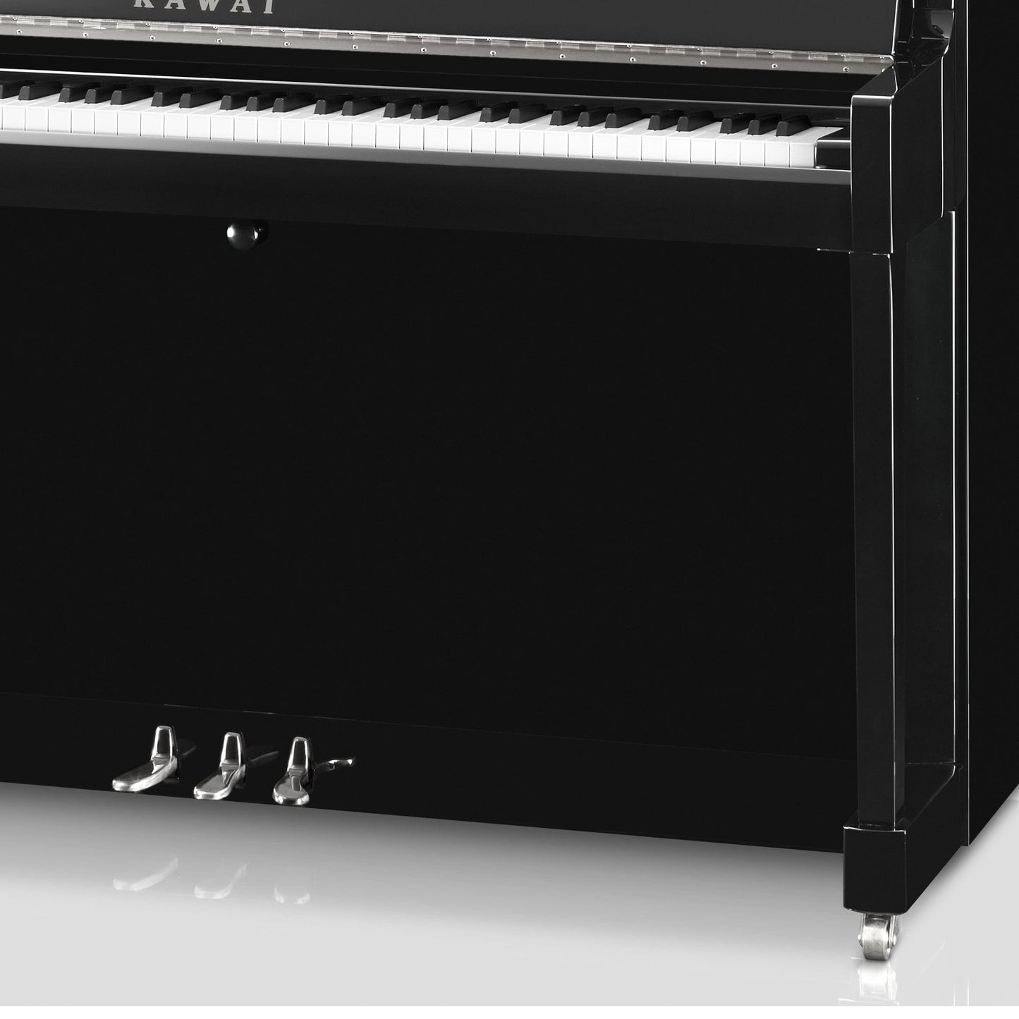 Kawai K200 Upright Piano; Polished Ebony & Silver Fittings