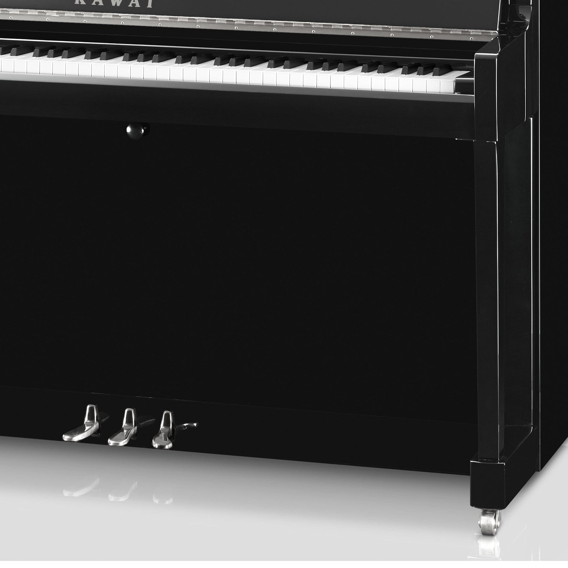Kawai K200 Upright Piano; Polished Ebony & Silver Fittings