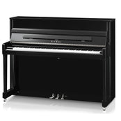 Kawai K200 Upright Piano; Polished Ebony & Silver Fittings
