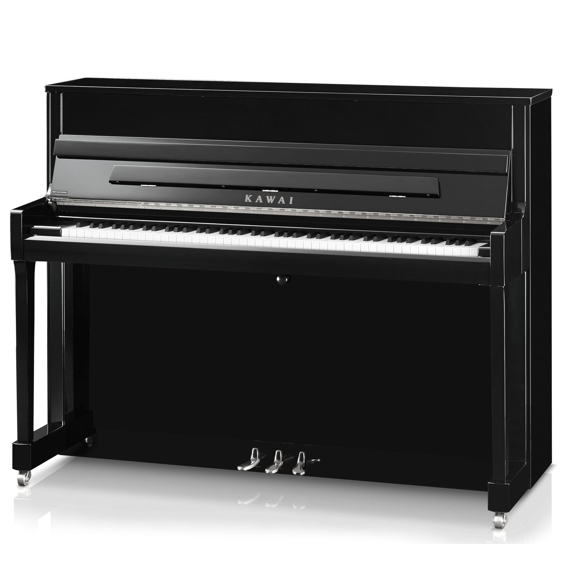 Kawai K200 Upright Piano; Polished Ebony & Silver Fittings