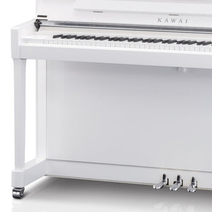 Kawai K300 Upright Piano; Snow White Polished & Silver Fittings