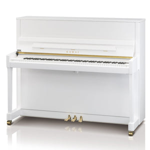 Kawai K300 Upright Piano; Snow White Polished