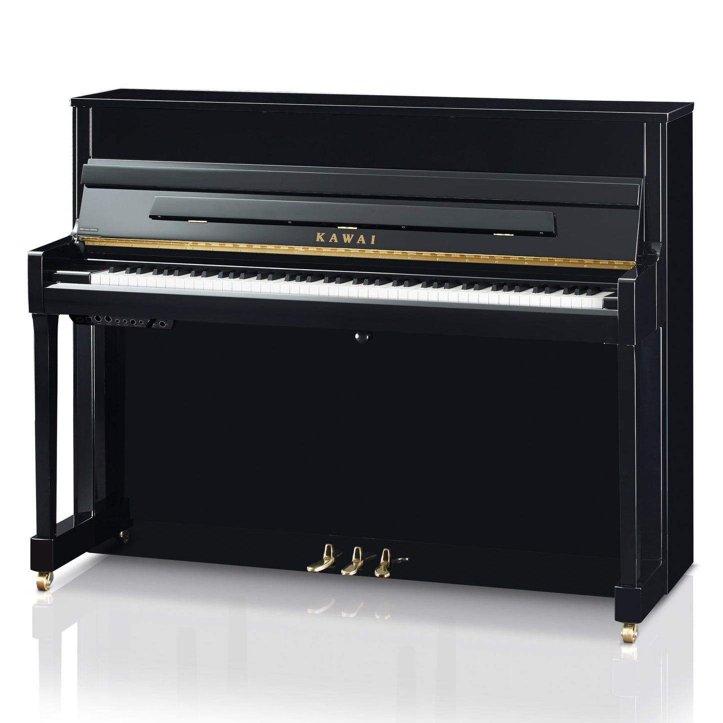 Kawai K200 ATX4 Anytime Silent Upright Piano; Polished Ebony & Silver