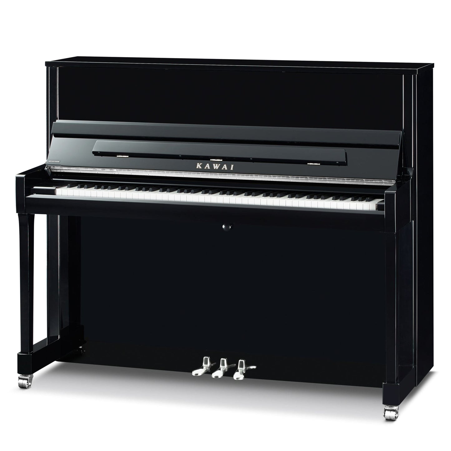 Kawai K300 Upright Piano; Polished Ebony & Silver Fittings