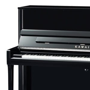 Kawai K300 Upright Piano; Polished Ebony & Silver Fittings