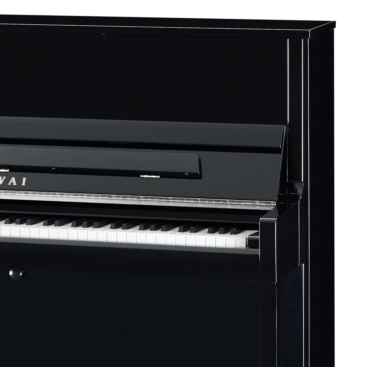 Kawai K300 Upright Piano; Polished Ebony & Silver Fittings