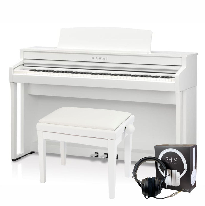Kawai CA501 White with Piano Stool & Kawai SH9 Headphones
