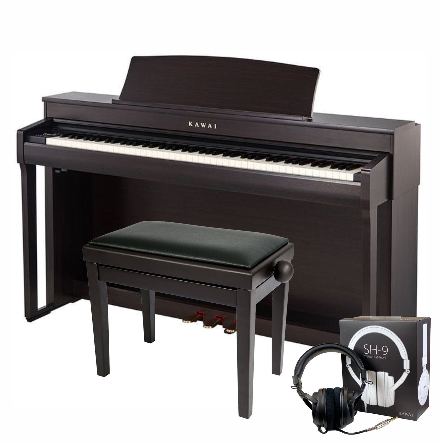 Kawai CN301 Digital Piano; Rosewood with Piano Stool & Kawai SH9 Headphones