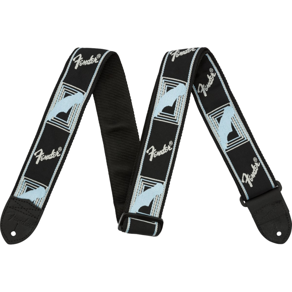 Fender 2 Monogrammed Guitar Strap Black Lt Grey Blue