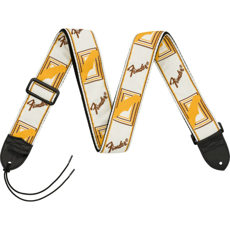 Fender 2 Monogrammed Guitar Strap White Brown Yellow