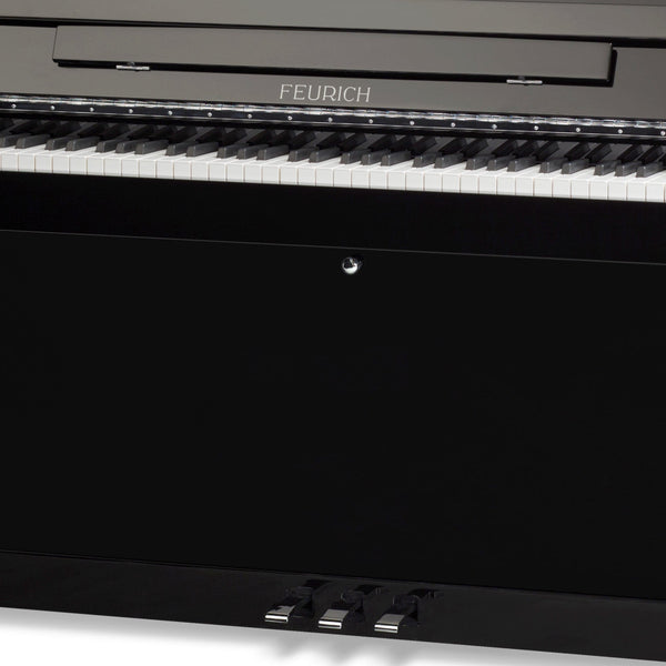 Feurich 115 Premiere Upright Piano; Polished Black Chrome Fittings